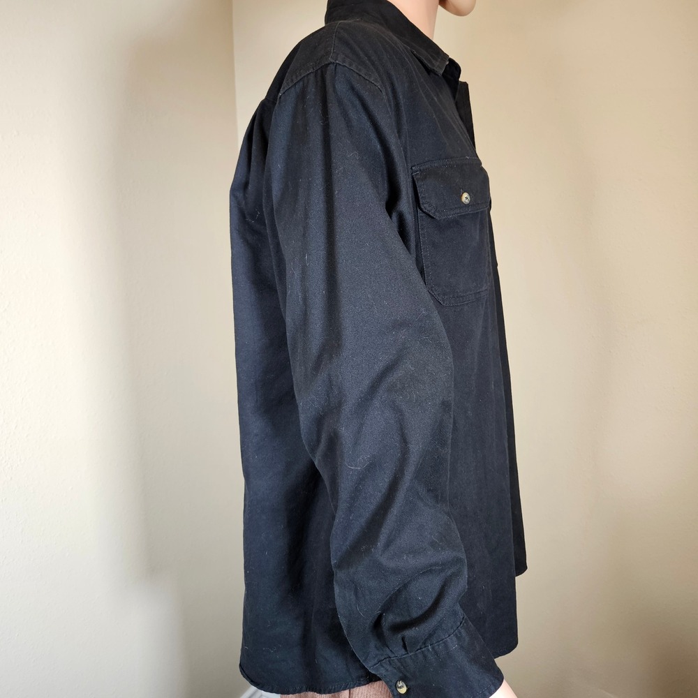 Wrangler Premium Quality Mens Large Black Cotton Long Sleeve Work Shirt HLB1WHA - Picture 4 of 14